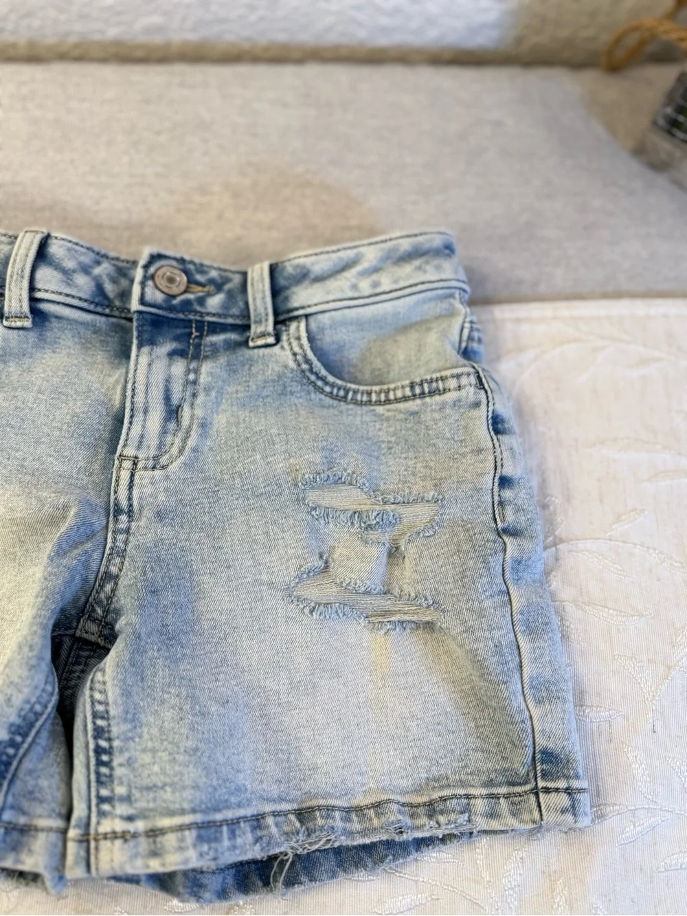 So Light Wash Distressed Girls Size 12 Denim Shorts